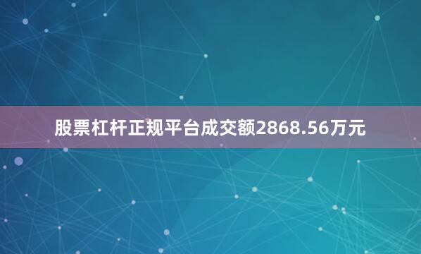 股票杠杆正规平台成交额2868.56万元